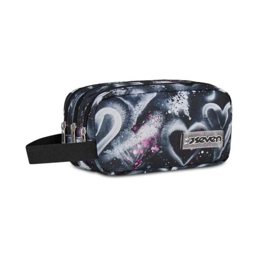 Picture of SEVEN FREETHINK 3 ZIPPER JET BLACK PENCIL CASE